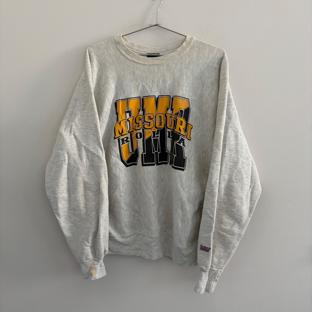 Vintage MV Sport Pro Weave UMR Missouri Rolla Sweatshirt Mens XXL Gray USA Made